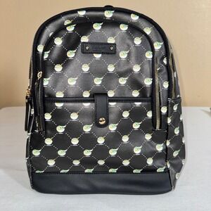Star Wars The Mandalorian Grogu Baby Yoda Mini Backpack Black Faux Leather Bag
